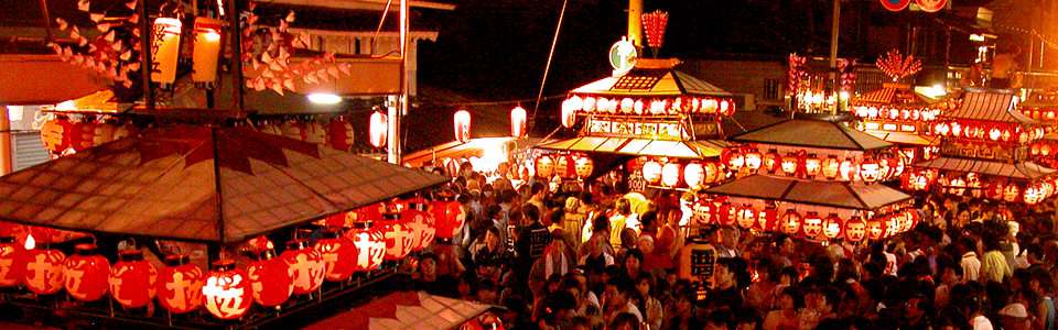 市内の太鼓台（山車）が共演する喜多方夏祭り